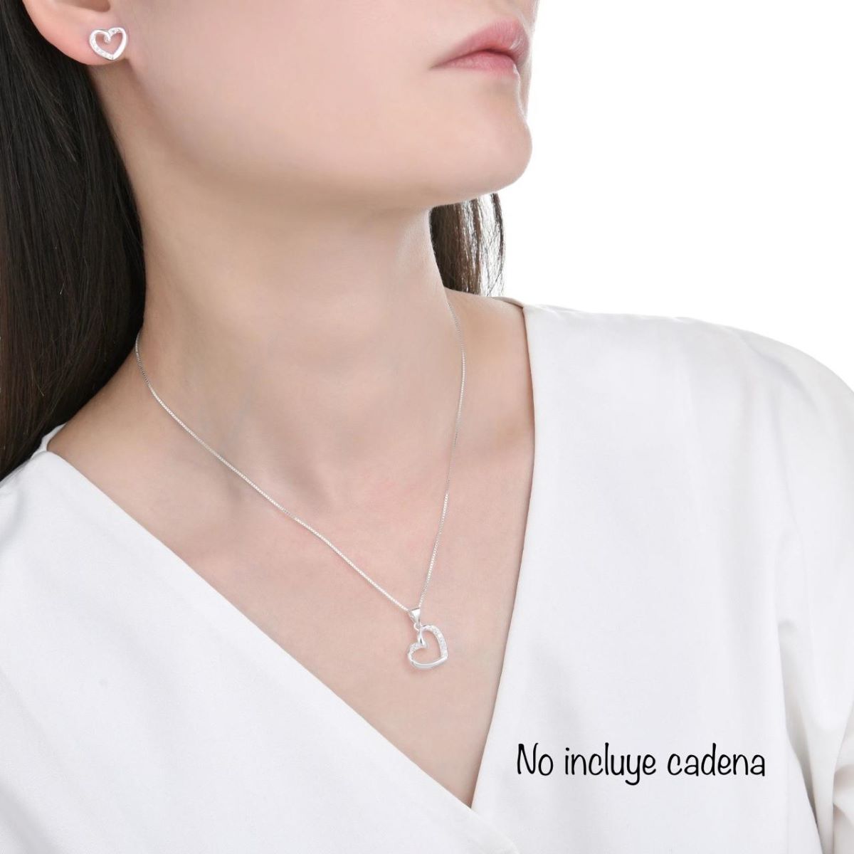 Juego Corazones Brillos - Plata