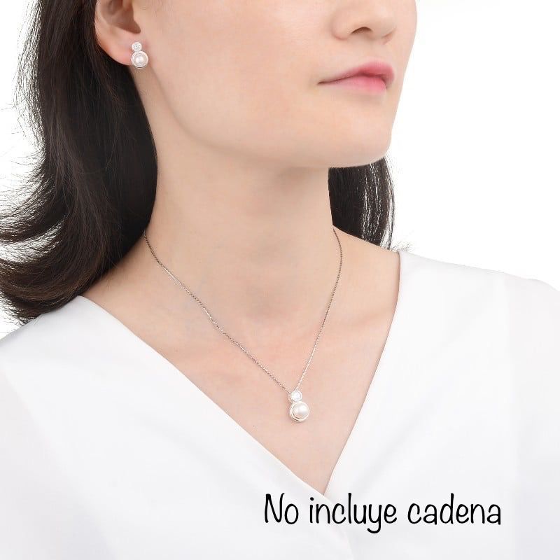 Juego Perlas con Punto de Luz - Plata