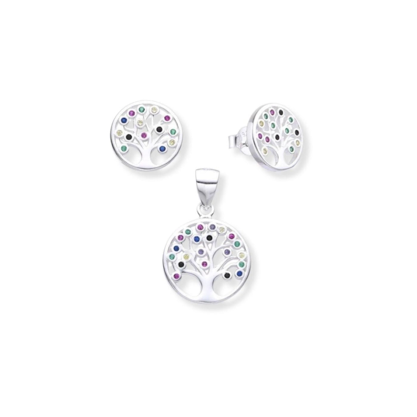 Juego Arbol de la Vida Brillos Colores - Plata