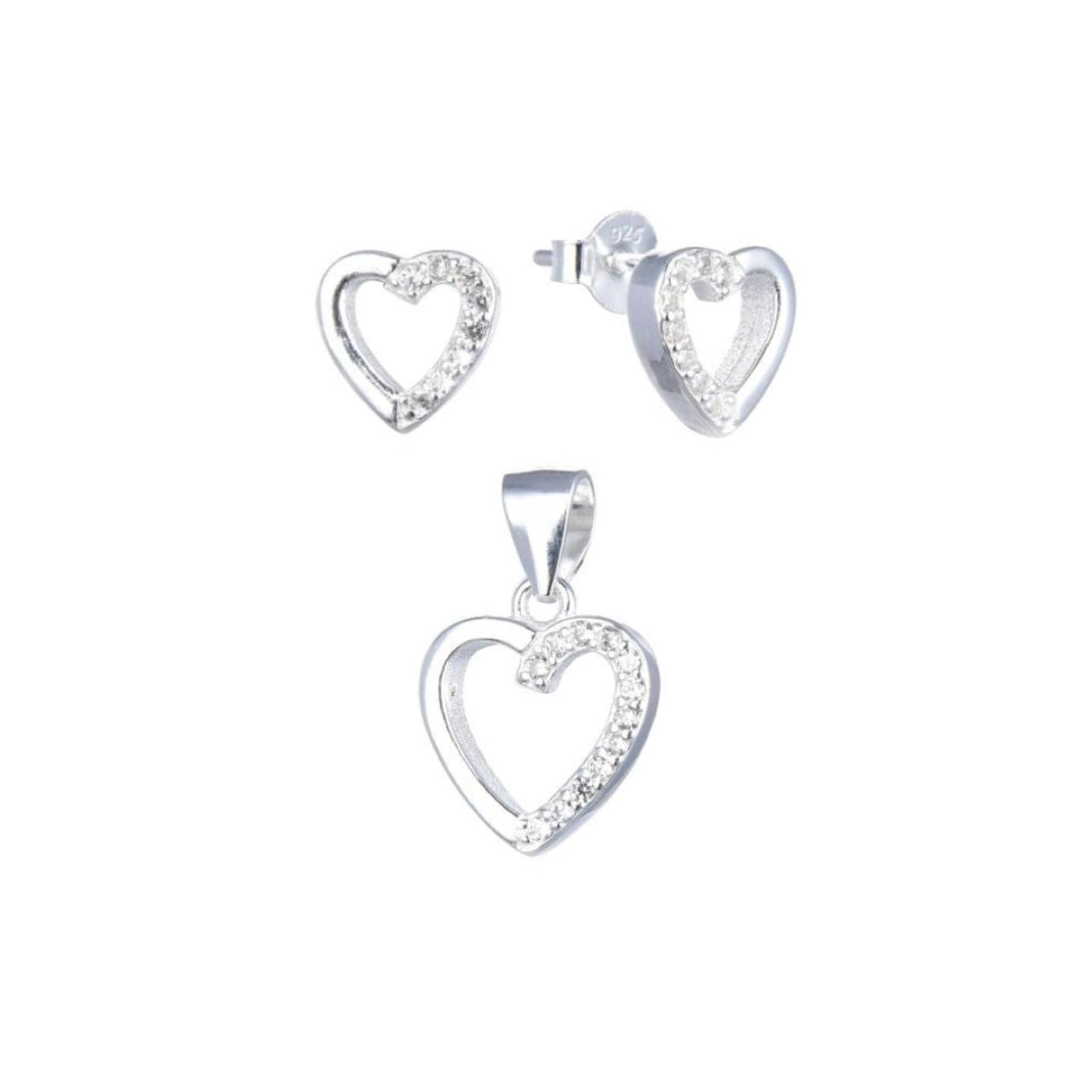 Juego Corazones con Punto de Luz - Plata