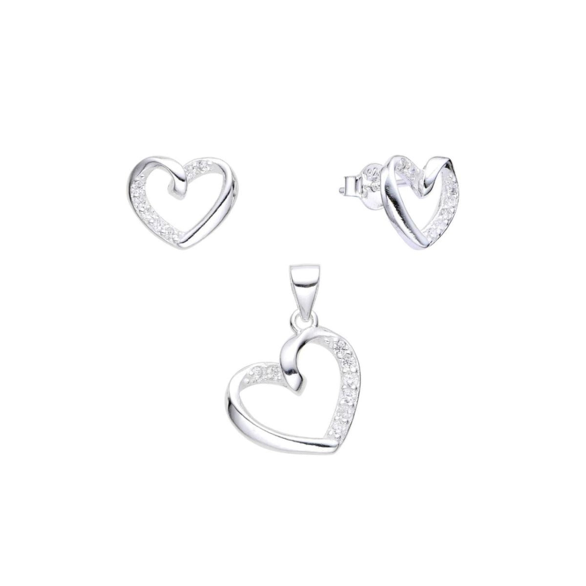 Juego Corazones Brillos - Plata