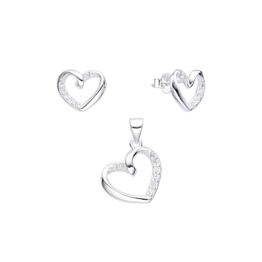 Juego Corazones Brillos - Plata