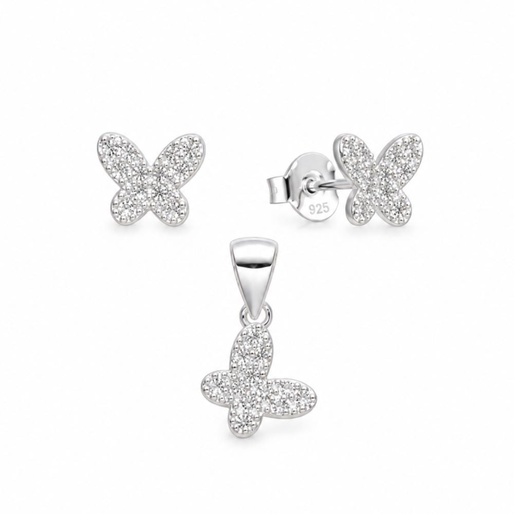 Juego Mariposas Brillos - Plata