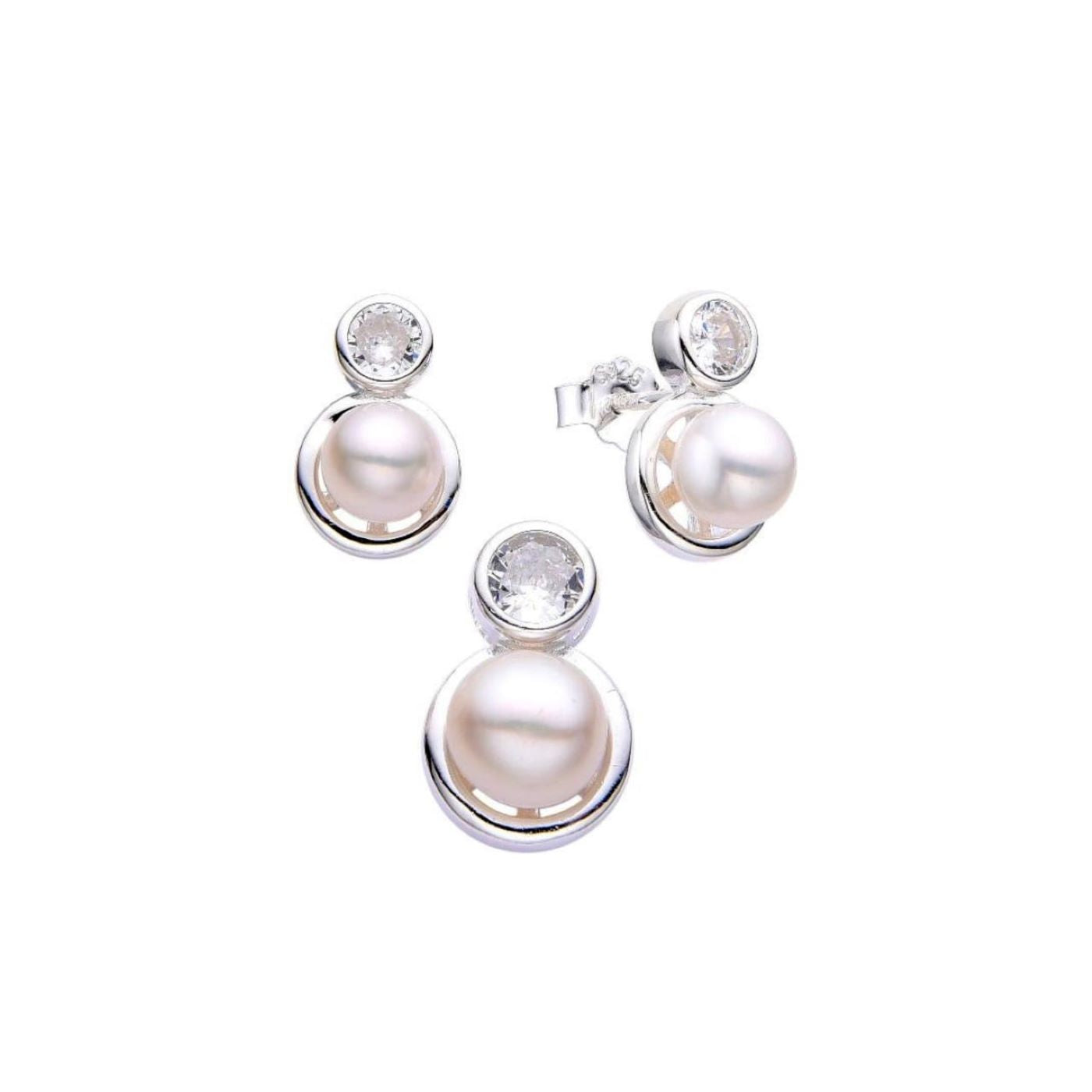 Juego Perlas con Punto de Luz - Plata