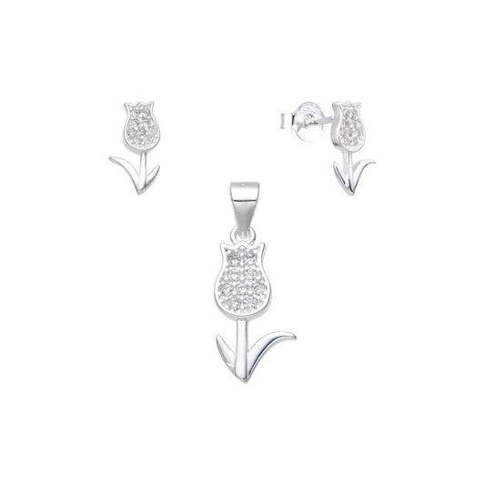 Juego Tulipan Brillos - Plata