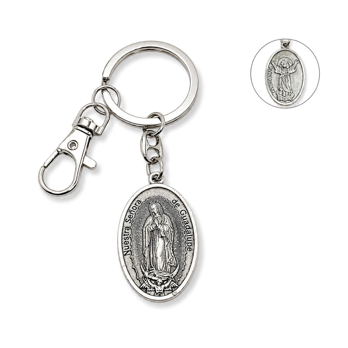 Llavero Virgen de Guadalupe y Divino Niño - Plateado