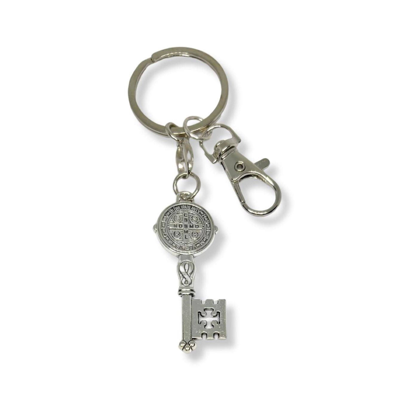 Llavero Llave Medalla de San Benito - Plateado