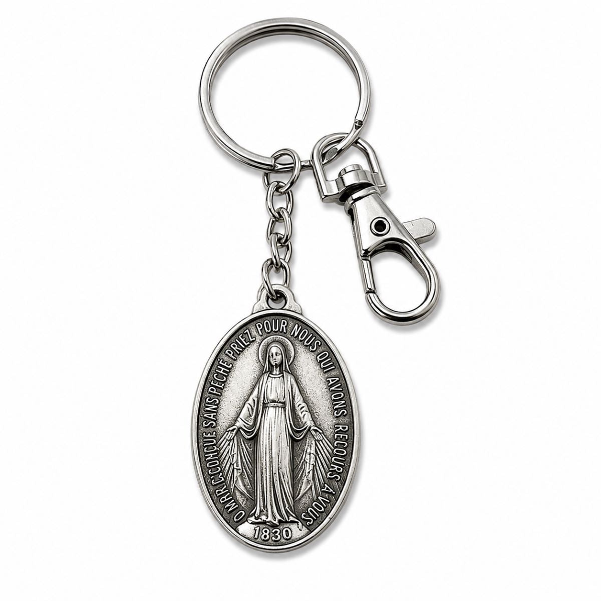 Llavero Virgen de la Medalla Milagrosa - Plateado