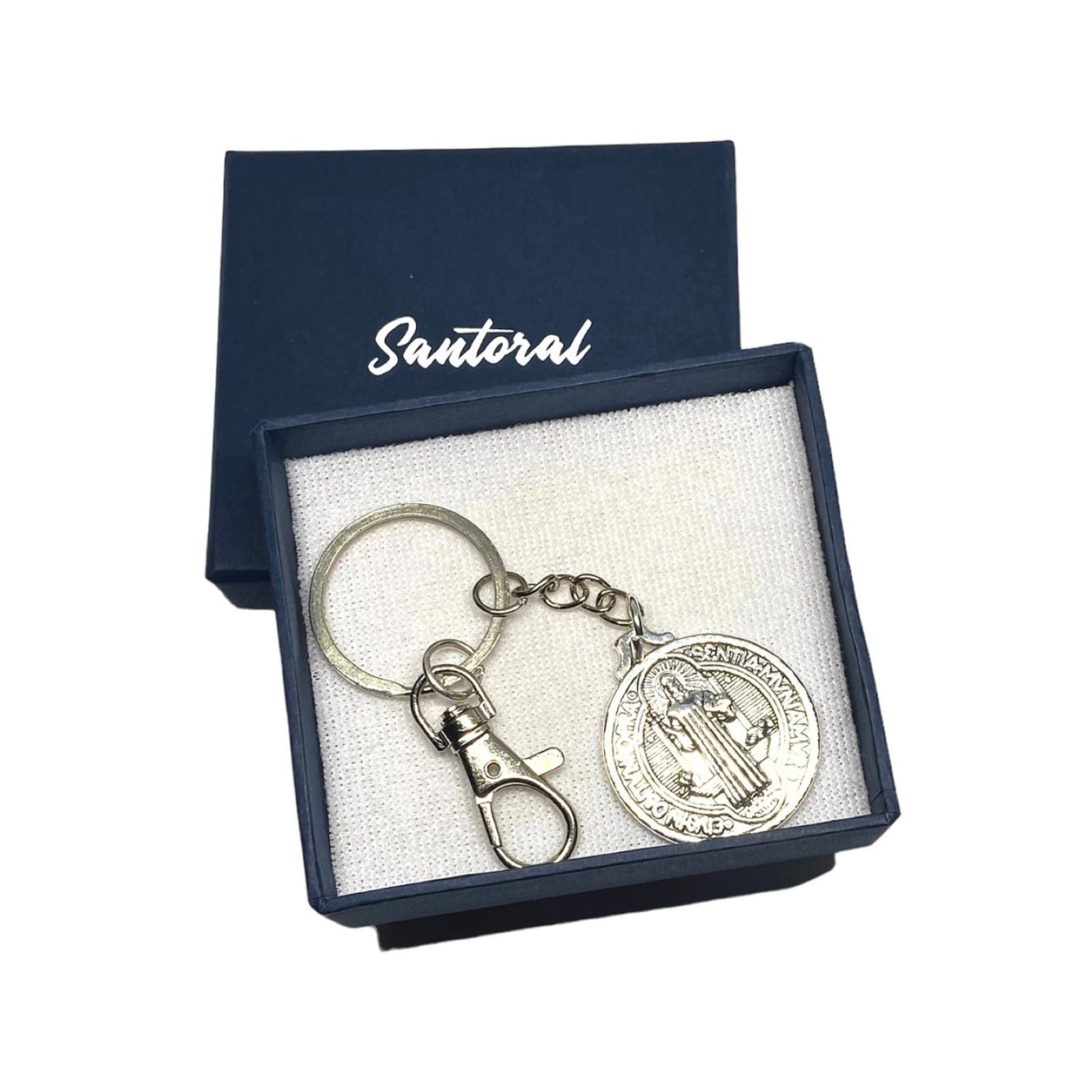 Llavero con Medalla de San Benito - Plateado