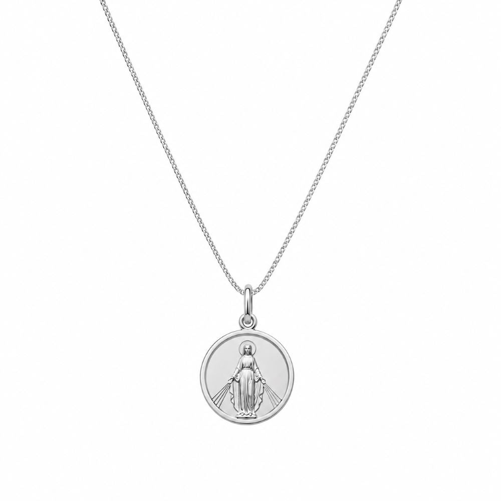 Dije de la Virgen de la Medalla Milagrosa y Cadena - Plata