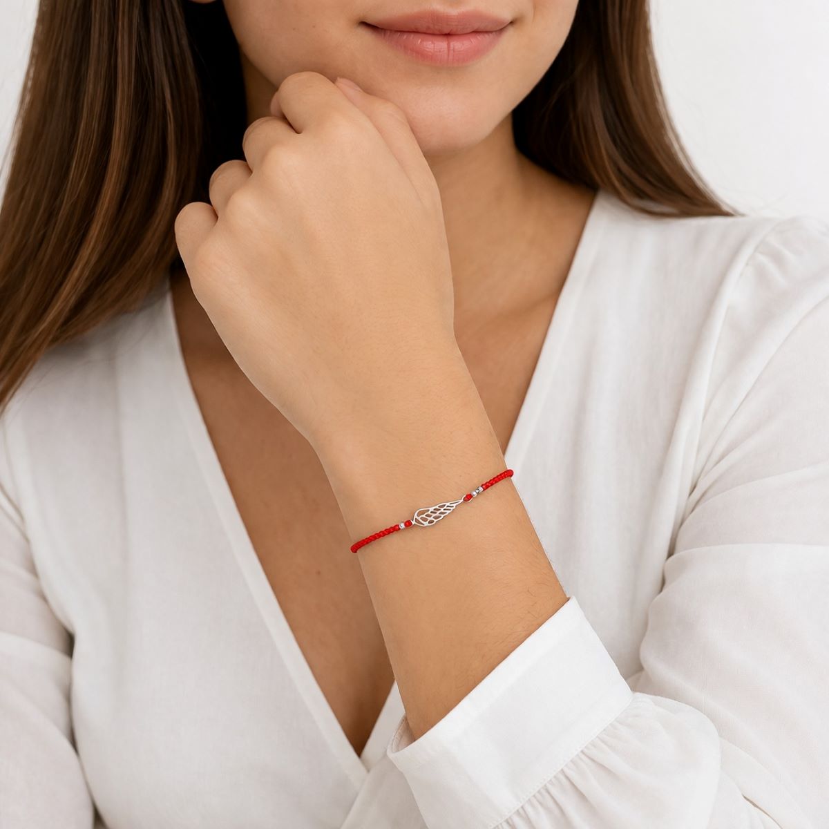 Pulsera Ala Angel - Hilo Rojo y Plata