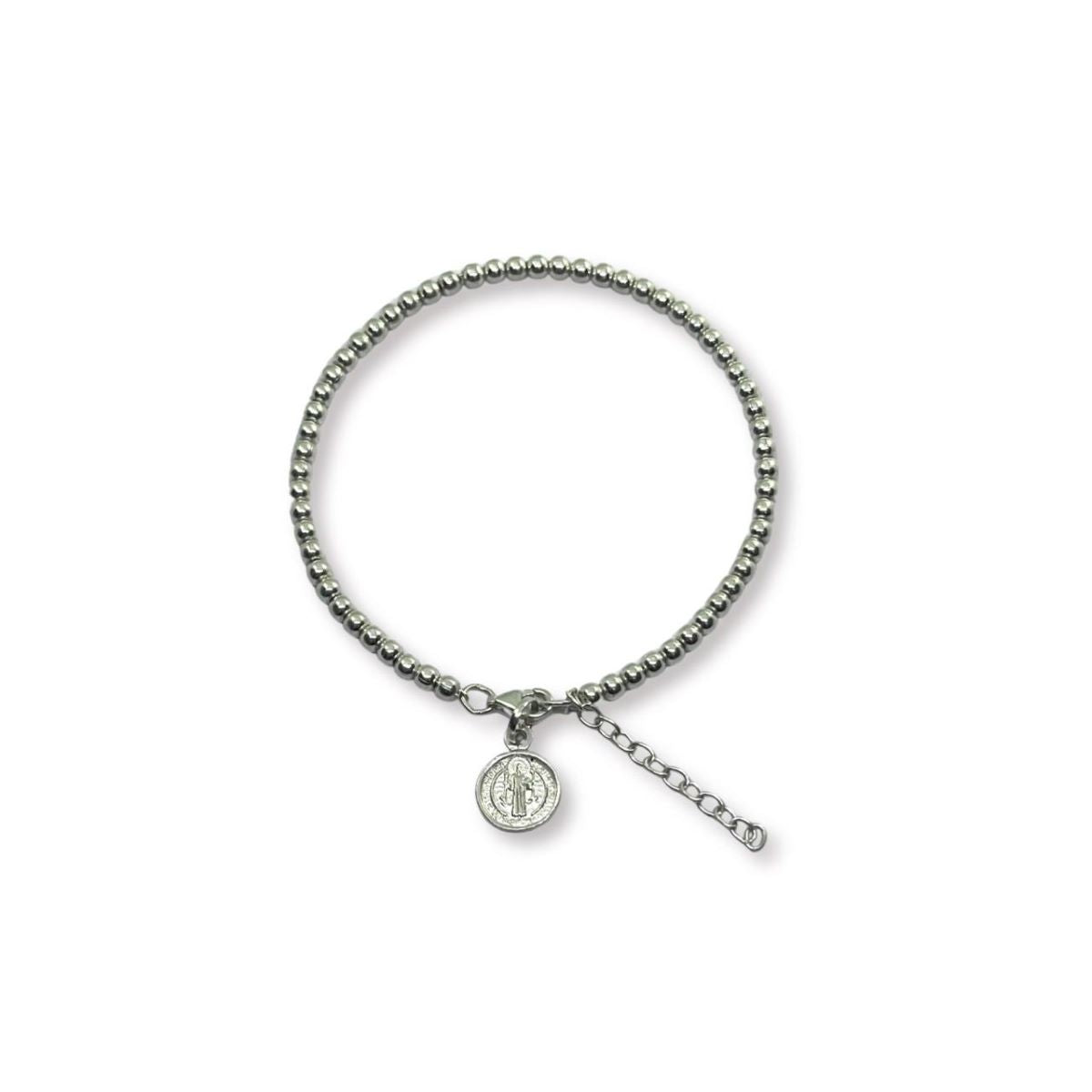 Pulsera Medalla de San Benito - Plata