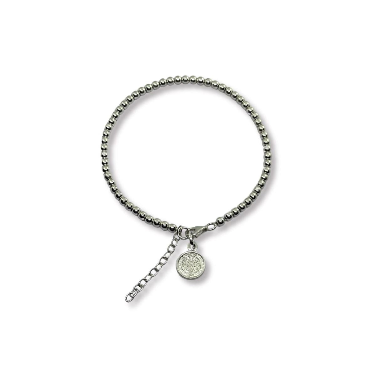 Pulsera Medalla de San Benito - Plata