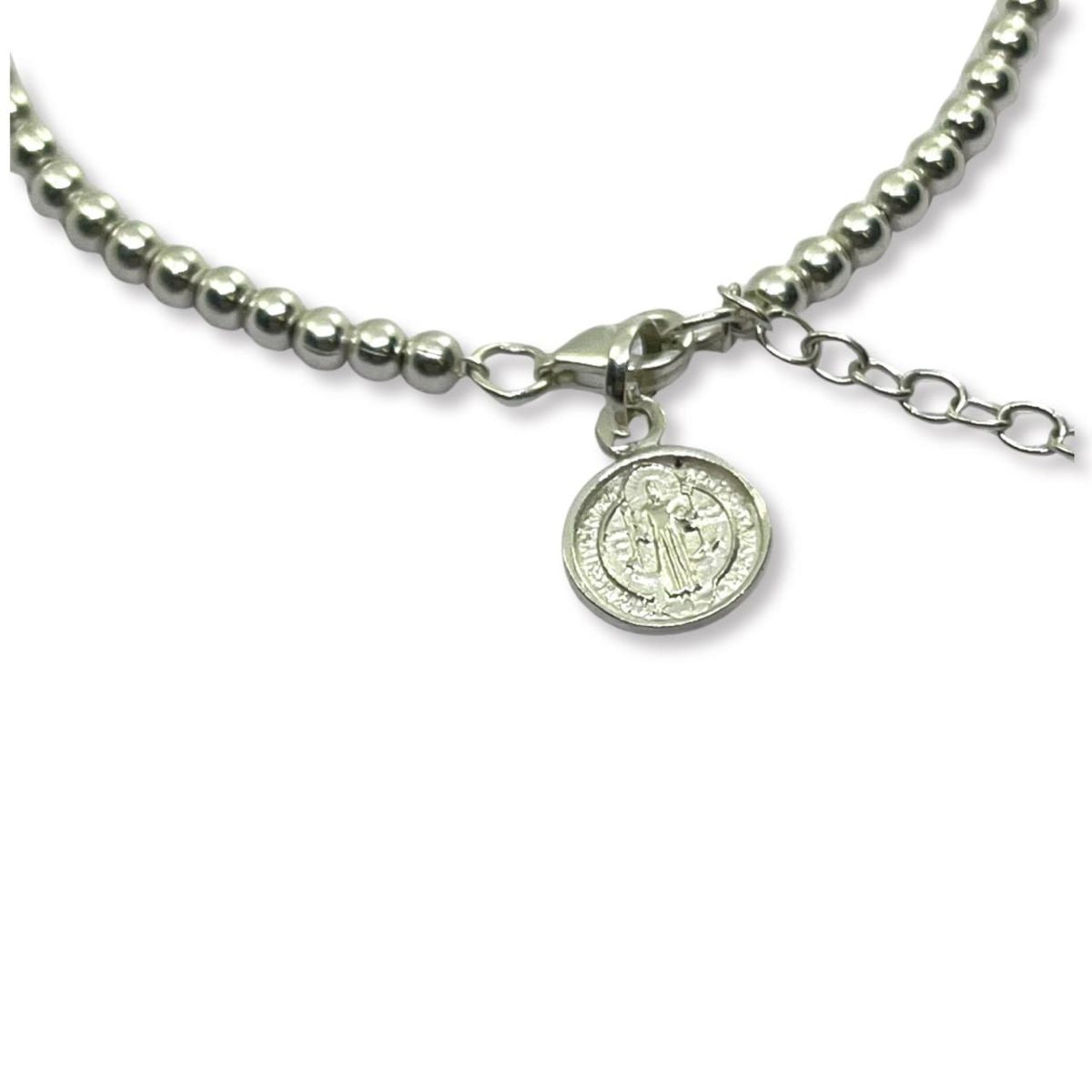 Pulsera Medalla de San Benito - Plata