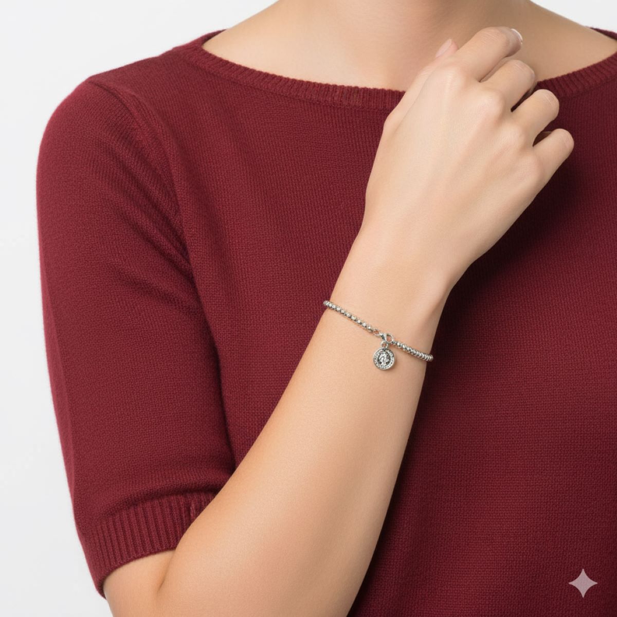 Pulsera Medalla de San Benito - Plata