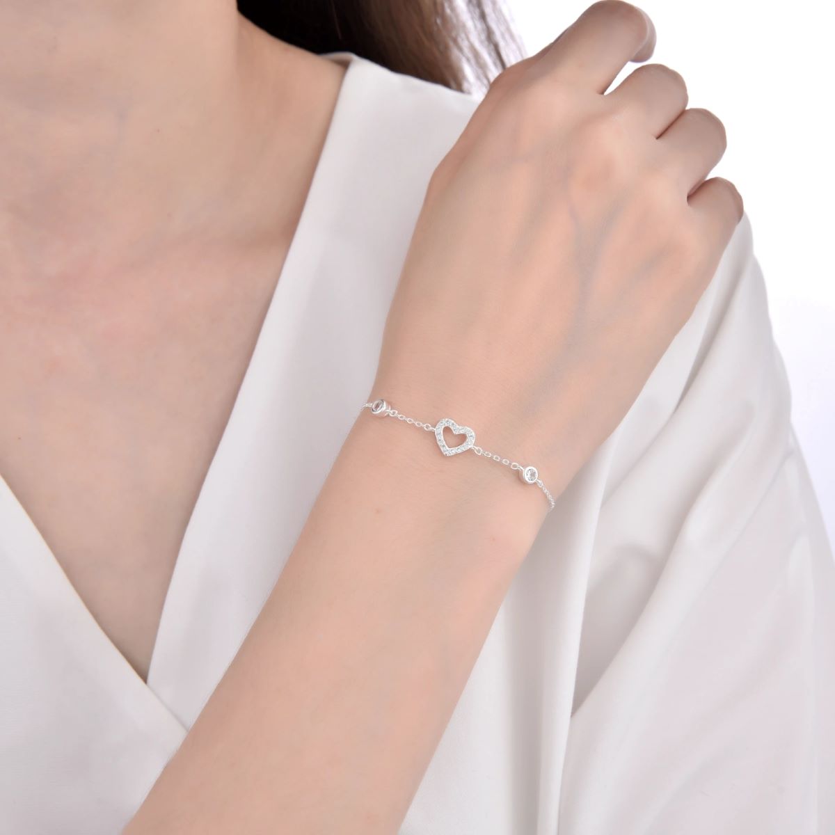 Pulsera Corazón Punto de Luz - Plata