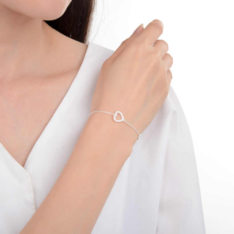 Pulsera Corazones Brillos - Plata