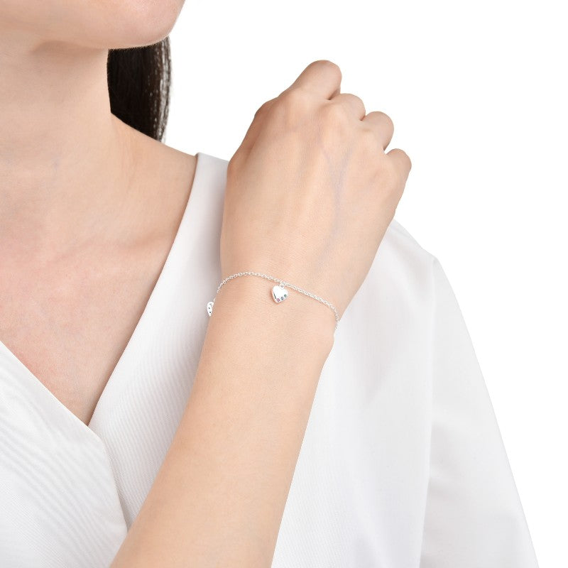 Pulsera Corazones Brillos Colores - Plata