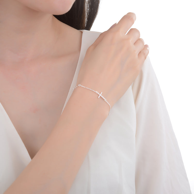 Pulsera Cruces Brillo - Plata