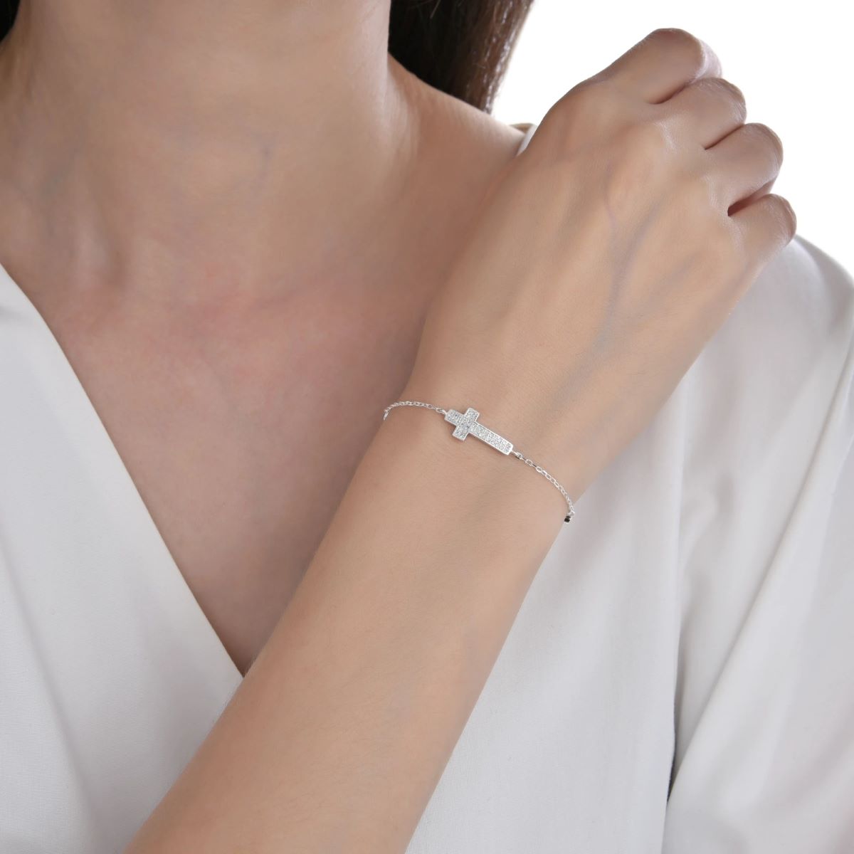 Pulsera Corazón Brillos - Plata