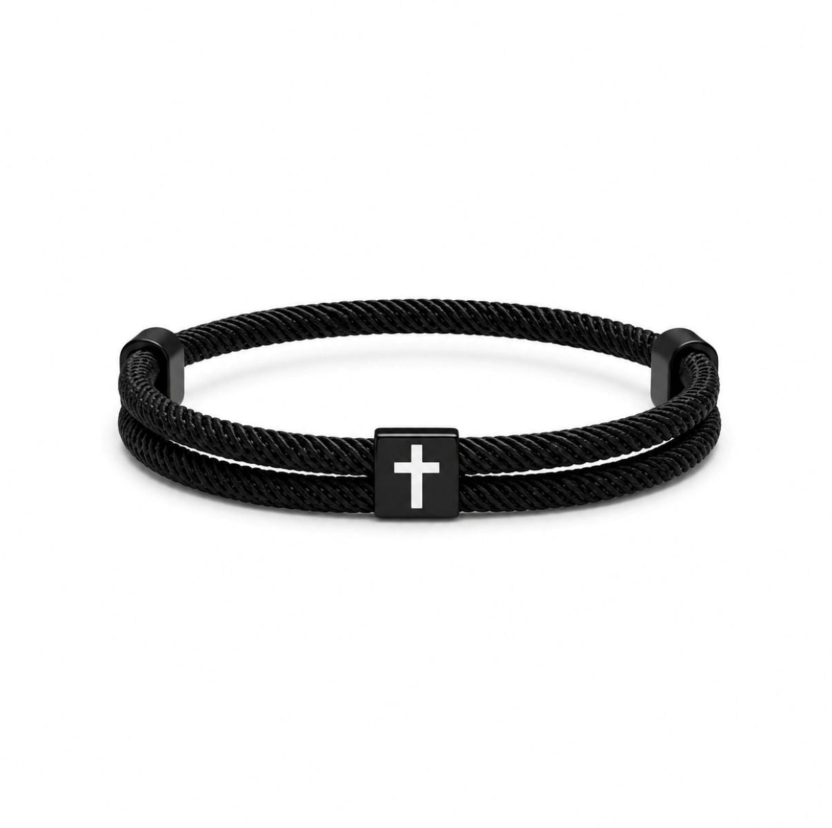 Pulsera Cruz Cuerda - Metal