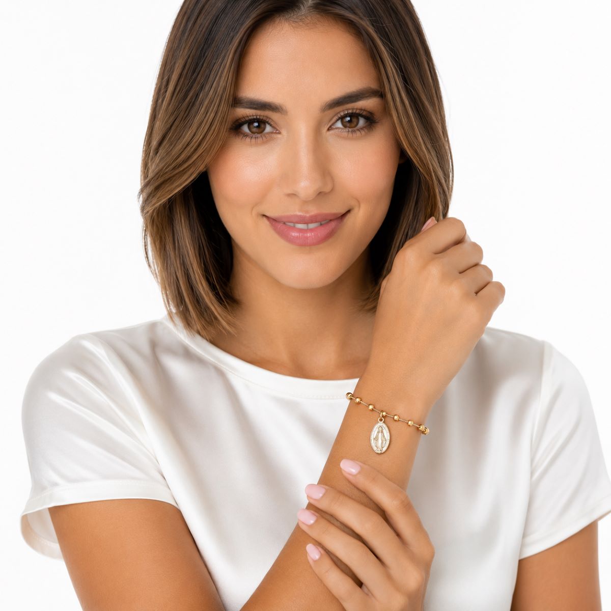 Pulsera Denario Medalla Milagrosa - Acero