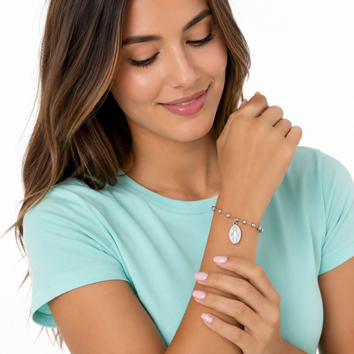 Pulsera Denario Medalla Milagrosa - Acero