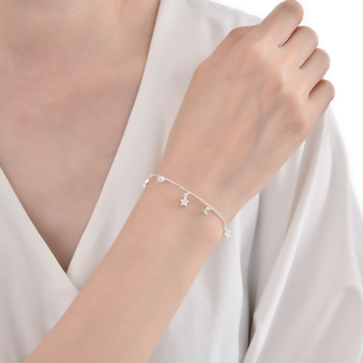 Pulsera Estrellitas Punto de Luz - Plata