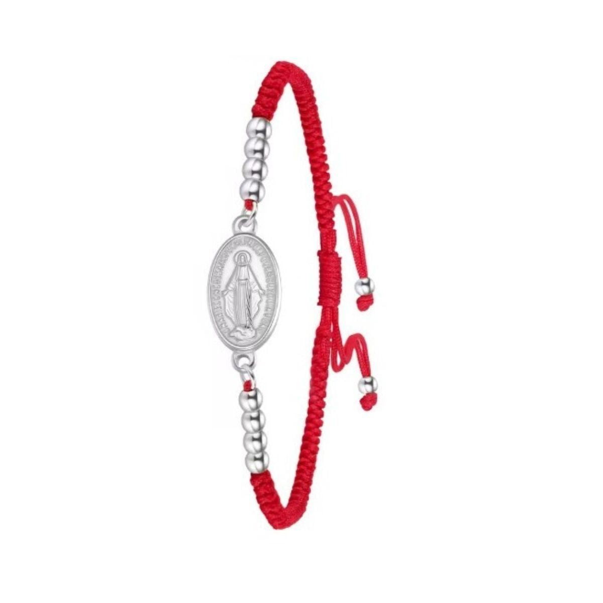 Pulsera Medalla Milagrosa Billas - Hilo Rojo y Acero