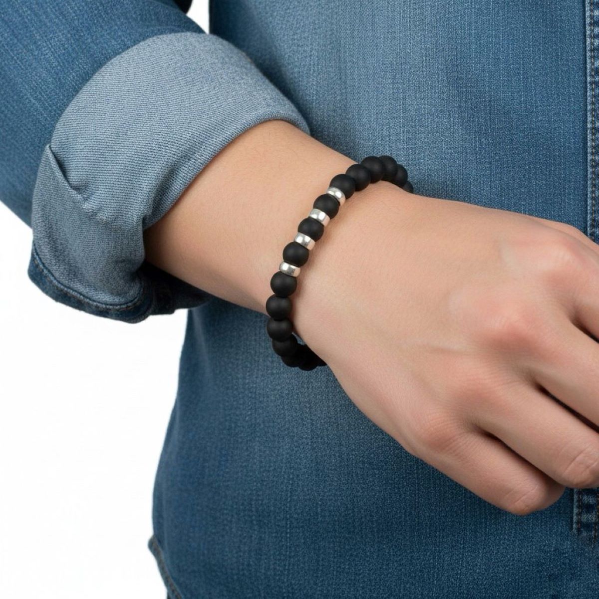 Pulsera Francisco - Onix y Plata