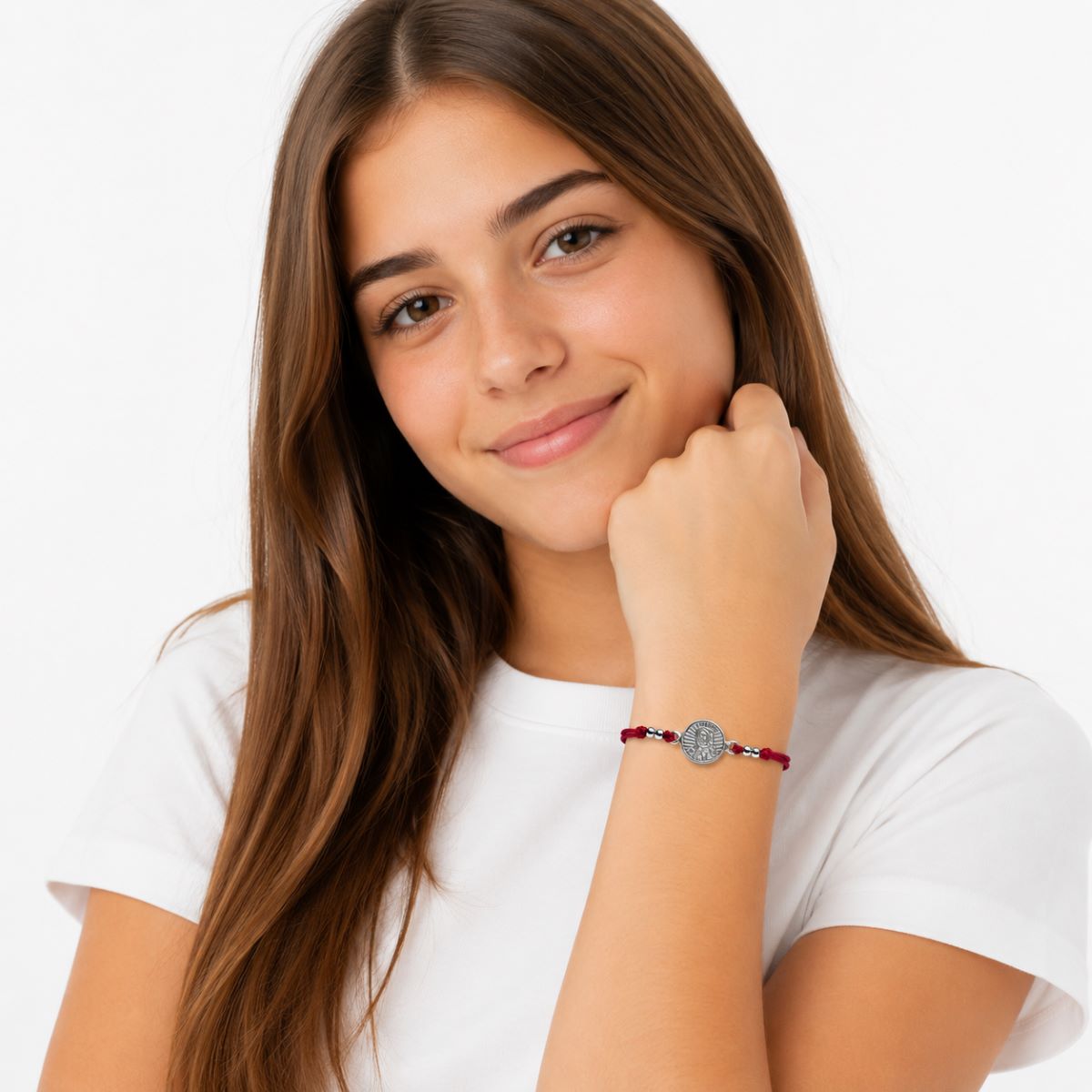 Pulsera Rostro de Guadalupe - Hilo y Plata