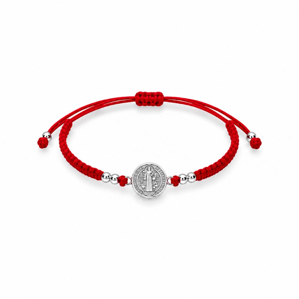 Pulsera Medalla San Benito - Hilo y Plata