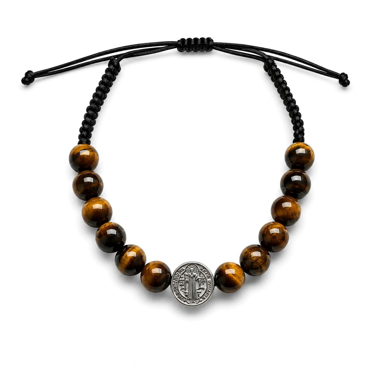 Pulsera San Benito Piedra 8mm - Hilo y Plata