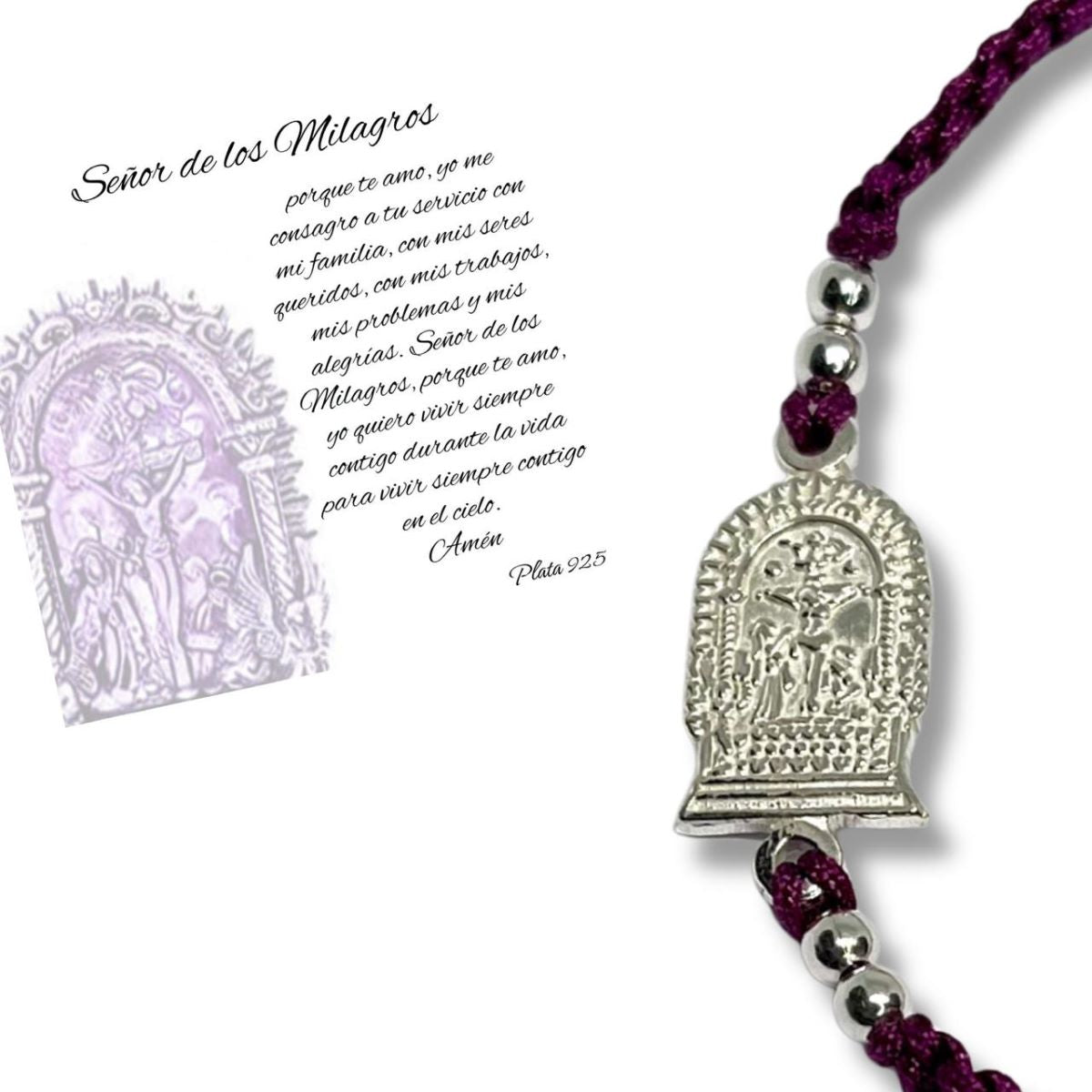 Pulsera Señor de los Milagros - Hilo y Plata