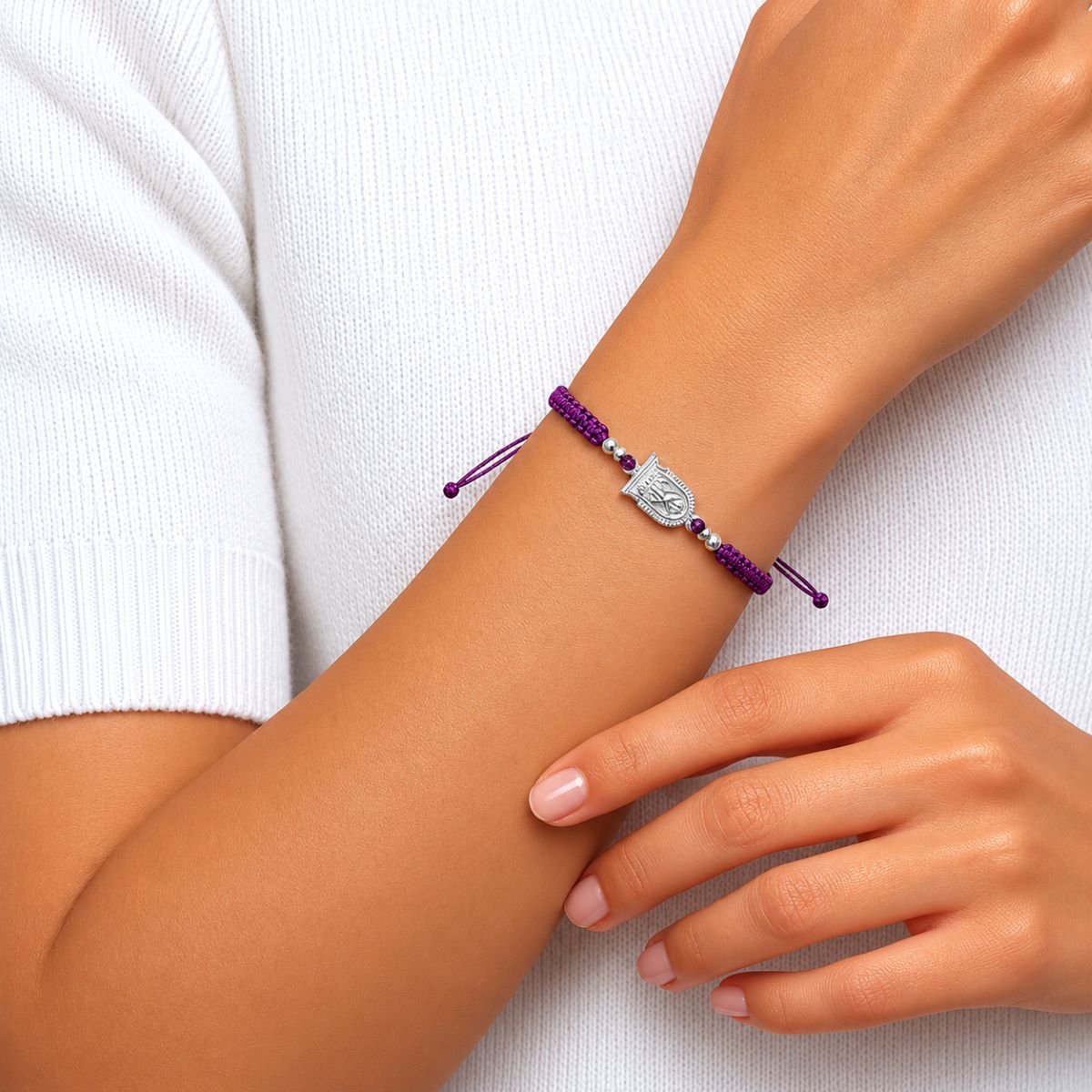 Pulsera Señor de los Milagros - Hilo y Plata