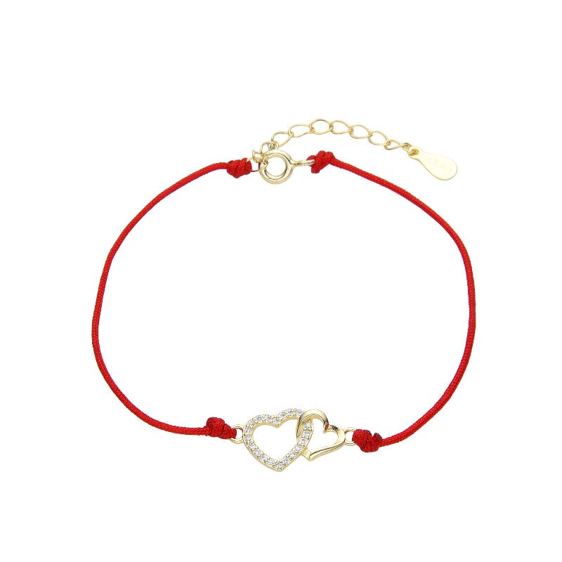 Pulsera Corazón Duo Brillos Dorada - Plata
