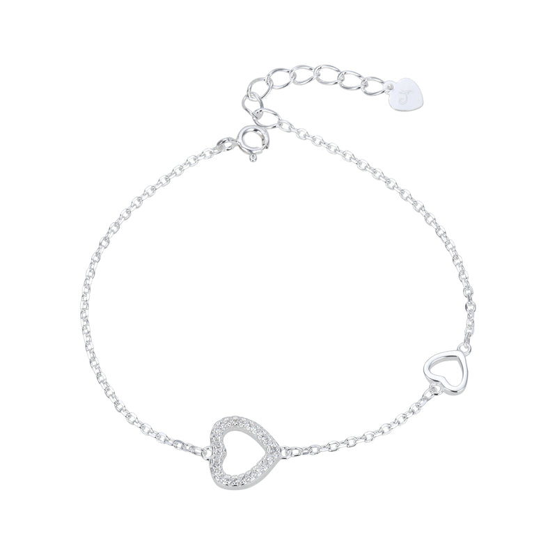 Pulsera Corazones Brillos - Plata