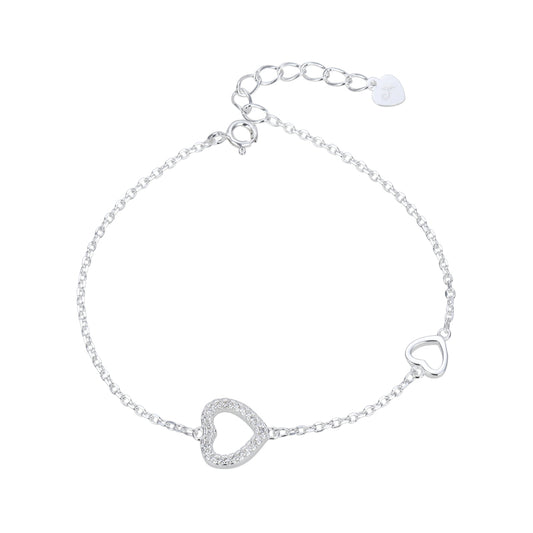 Pulsera Corazones Brillos - Plata