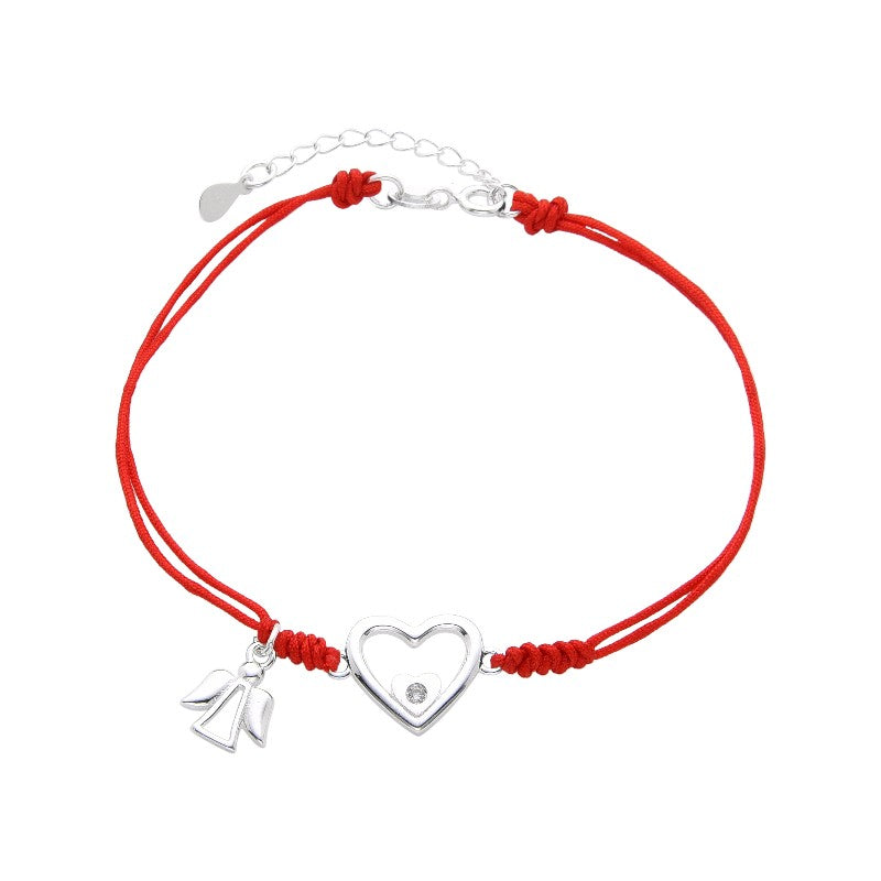 Pulsera Corazón y Angel - Plata