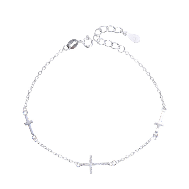 Pulsera Cruces Brillo - Plata