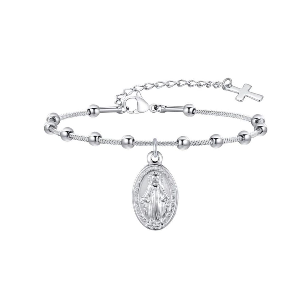 Pulsera Denario Medalla Milagrosa - Acero