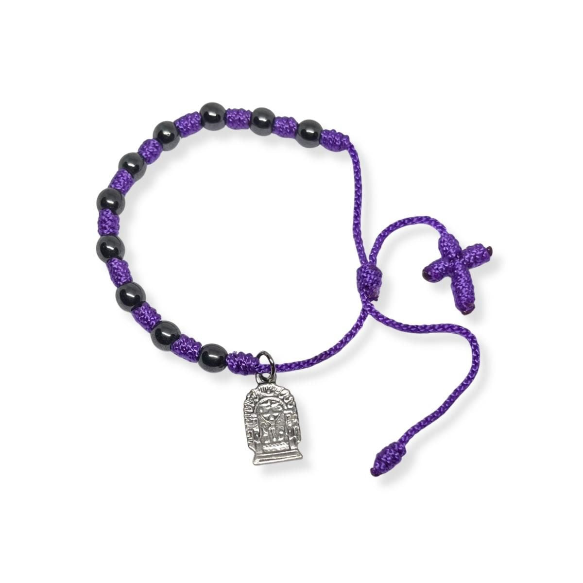 Pulsera Denario Señor de los Milagros  Nudos - Morado