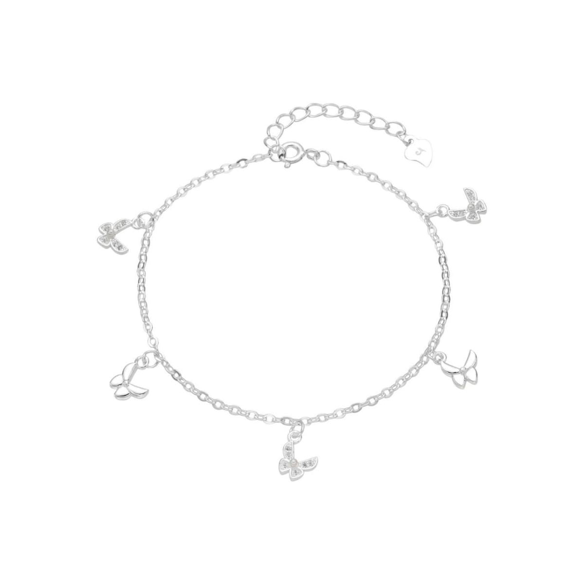 Pulsera Mariposas Colgantes Brillos - Plata
