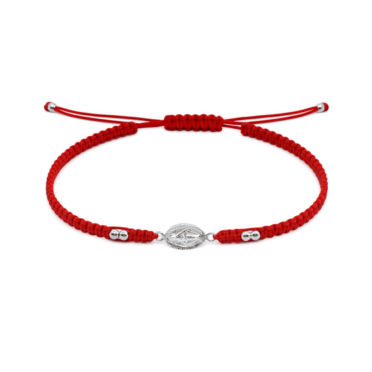 Pulsera Medalla Milagrosa - Hilo Rojo y Plata