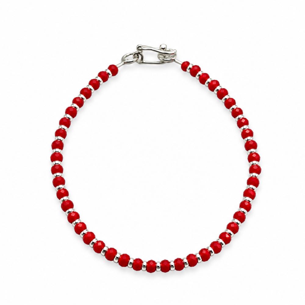 Pulsera Muranos Rojos - Plata