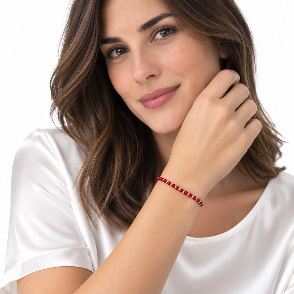 Pulsera Muranos Rojos - Plata