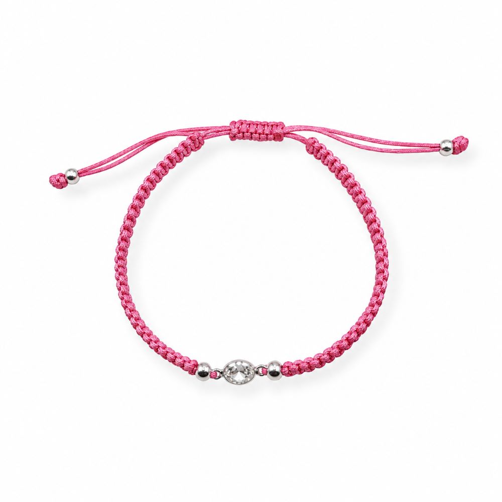 Pulsera Punto de Luz Hilo Rosa y Plata