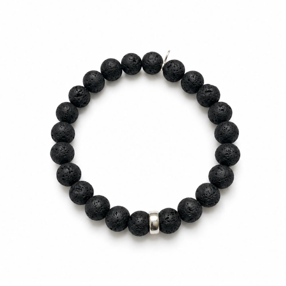 Pulsera Pedro - Piedra Volcánica y Plata