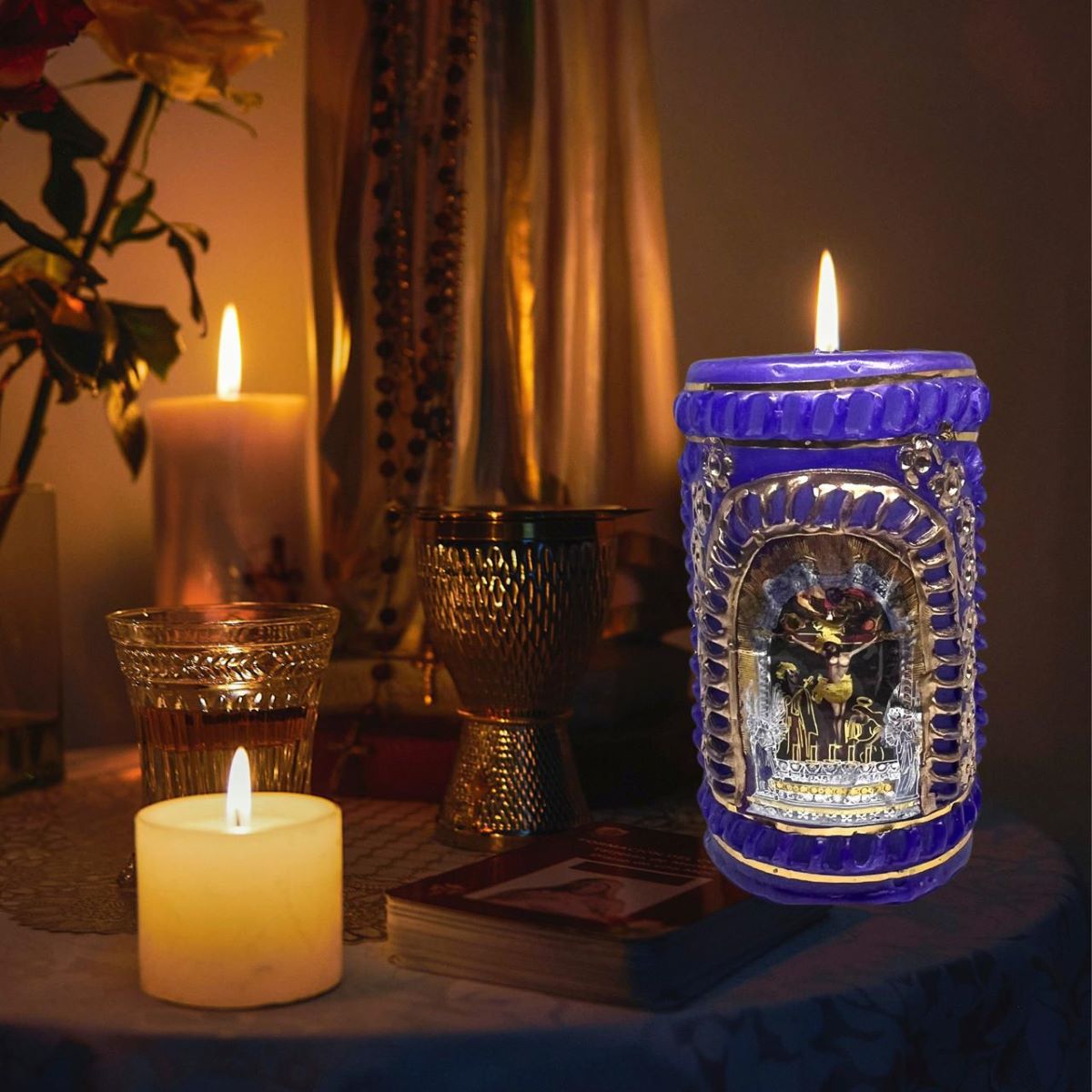 Velón Señor de los Milagros 12cm - Morado