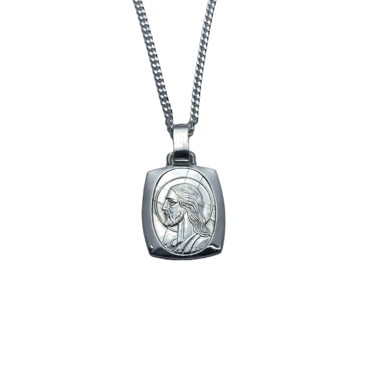 Dije Doble Cara - Virgen y Niño - Jesús con Cadena - Plata
